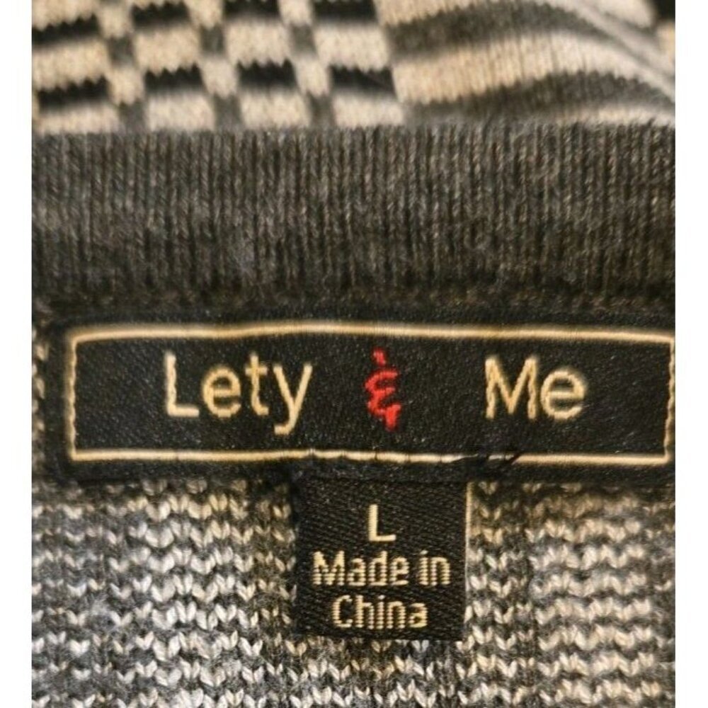 Lety And Me‎ Womens Geometric Size Large Sweater Grey Black Rayon Mod 70s EUC - Picture 7 of 9